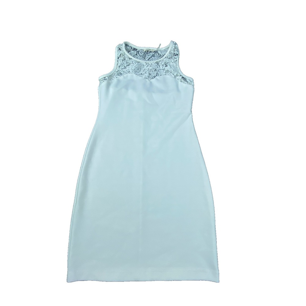 Womens White Lace Dress SM Sleeveless Formal Wedding Graduation Party‎ Fitted